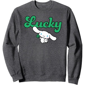 image:imageCinnamoroll Lucky Clover St Patty Day St Patricks Day SweatshirtDark Heather Grey