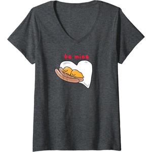 image:imageGudetama Be Mine Sausage amp Eggs Valentines VNeck TShirtDark Heather Grey