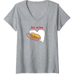image:imageGudetama Be Mine Sausage amp Eggs Valentines VNeck TShirtHeather Grey