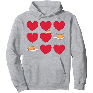 image:imageGudetama Hearts amp Eggs Valentines Pullover HoodieHeather Grey