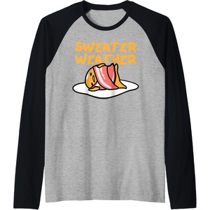 image:imageGudetama Sweater Weather Bacon Blanket Raglan Baseball TeeBlackAthletic Heather