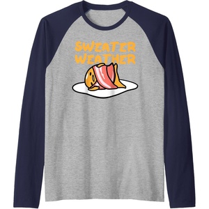 image:imageGudetama Sweater Weather Bacon Blanket Raglan Baseball TeeNavy BlueAthletic Heather