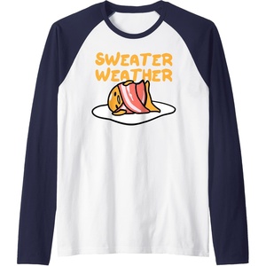 image:imageGudetama Sweater Weather Bacon Blanket Raglan Baseball TeeNavy BlueWhite