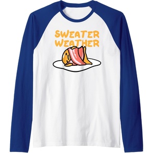 image:imageGudetama Sweater Weather Bacon Blanket Raglan Baseball TeeRoyal BlueWhite