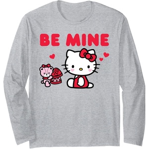 image:imageHello Kitty Be Mine Chocolates Valentines Long Sleeve TShirtHeather Grey