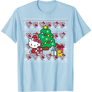image:imageHello Kitty Candy Cane Christmas Sweater Tee Shirt TShirtBaby Blue