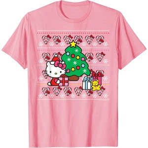 image:imageHello Kitty Candy Cane Christmas Sweater Tee Shirt TShirtPink