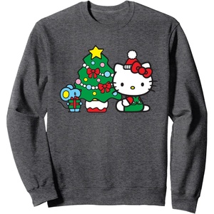 image:imageHello Kitty Christmas Tree Sweater SweatshirtDark Heather Grey