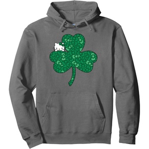 image:imageHello Kitty Clover amp Bows Saint Patricks Day Pullover HoodieAsphalt Grey