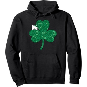 image:imageHello Kitty Clover amp Bows Saint Patricks Day Pullover HoodieBlack