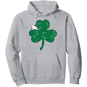 image:imageHello Kitty Clover amp Bows Saint Patricks Day Pullover HoodieHeather Grey