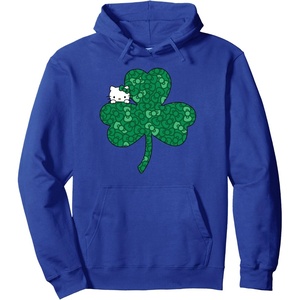 image:imageHello Kitty Clover amp Bows Saint Patricks Day Pullover HoodieRoyal Blue