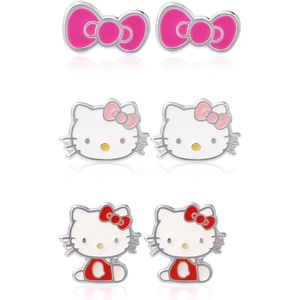 image:imageHello Kitty Earrings Set  Official License 3Pack Stud Earrings  Hello Kitty Stuff from SanrioHello Kitty Pink Bow