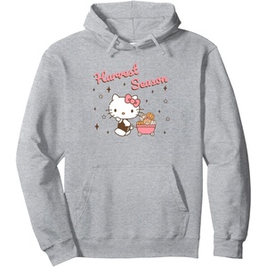 image:imageHello Kitty Harvest Season Pumpkin Wagon Pullover HoodieHeather Grey