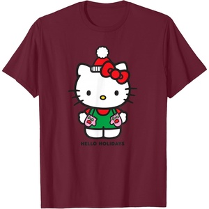 image:imageHello Kitty Hello Holidays Christmas Tee Shirt TShirtBurgundy
