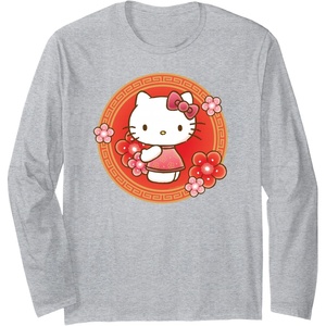 image:imageHello Kitty Lunar New Year Flowers Long Sleeve TShirtHeather Grey
