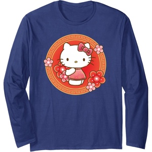 image:imageHello Kitty Lunar New Year Flowers Long Sleeve TShirtNavy Blue