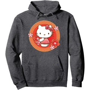 image:imageHello Kitty Lunar New Year Flowers Pullover HoodieDark Heather Grey