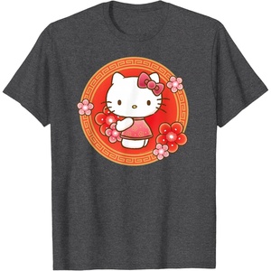 image:imageHello Kitty Lunar New Year Flowers TShirtDark Heather Grey