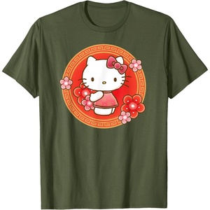 image:imageHello Kitty Lunar New Year Flowers TShirtOlive Green