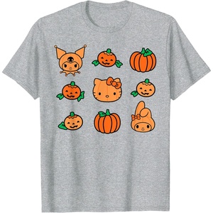 image:imageHello Kitty My Melody Kuromi Pumpkins Halloween TShirtHeather Grey