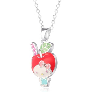 image:imageHello Kitty Sanrio Apple Head Necklace for Women 162 Silver Flash Plated Necklace Official License