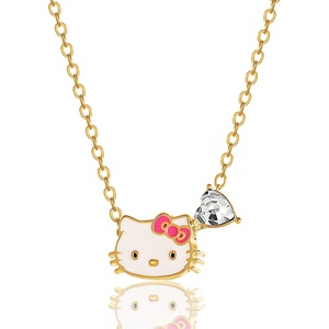 image:imageHello Kitty Sanrio Gifts Birthstone Necklace 18 18kt Gold FlashPlated Necklace Jewelry Official LicenseAprilClear