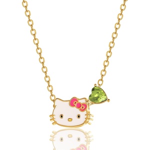image:imageHello Kitty Sanrio Gifts Birthstone Necklace 18 18kt Gold FlashPlated Necklace Jewelry Official LicenseAugustPeridot Green