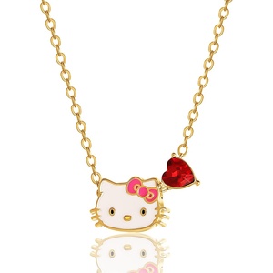 image:imageHello Kitty Sanrio Gifts Birthstone Necklace 18 18kt Gold FlashPlated Necklace Jewelry Official LicenseJanuaryGarnet Deep Red