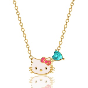 image:imageHello Kitty Sanrio Gifts Birthstone Necklace 18 18kt Gold FlashPlated Necklace Jewelry Official LicenseMarchAquamarine Blue