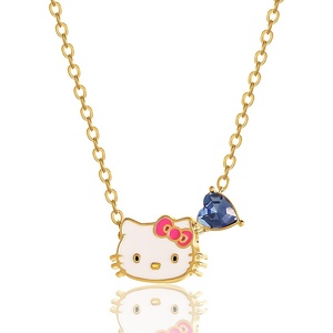 image:imageHello Kitty Sanrio Gifts Birthstone Necklace 18 18kt Gold FlashPlated Necklace Jewelry Official LicenseSeptemberSaphire Blue