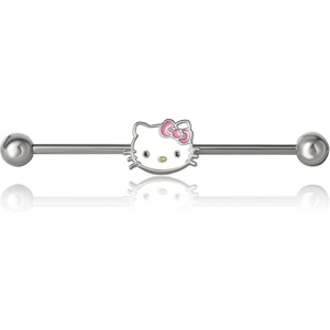 image:imageHello Kitty Sanrio Industrial Piercing Jewelry 14g Stainless Steel Kawaii Barbell Cartilage Earring