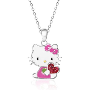 image:imageHello Kitty Sanrio Necklace Official License  Silver Plated Necklace with Enamel and Red Crystal Pendant