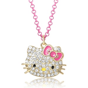 image:imageHello Kitty Sanrio Pave Crystal Pendant Necklace for Women Official License 163 Sparkly Necklace with Enamel PlatingPink