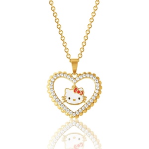 image:imageHello Kitty Sanrio Womens Heart Necklace Charm 18  Flash Plated Necklace Official License