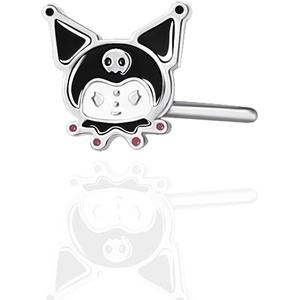 image:imageHello Kitty Sanrio Womens Kuromi Nose Stud  316L Stainless Steel LBend Nose Ring L Shaped  Officially LicensedKuromi Black