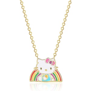 image:imageHello Kitty Sanrio Womens Necklace Collection  18 18kt Gold FlashPlated Necklaces with Rainbow Enamel and Crystal Pendants Officially LicensedRainbow