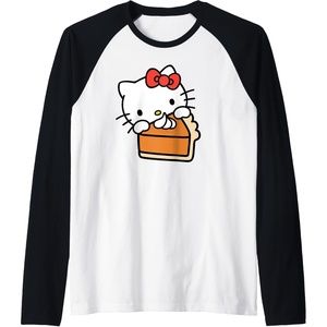 image:imageHello Kitty Slice Of Pumpkin Pie Raglan Baseball TeeBlackWhite