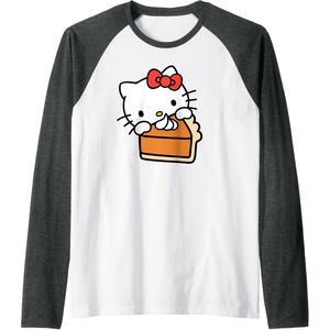 image:imageHello Kitty Slice Of Pumpkin Pie Raglan Baseball TeeDark Heather GreyWhite