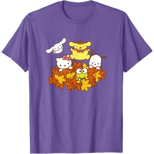 image:imageHello Kitty and Friends Pile of Autumn Leaves TShirtPurple Heather