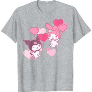 image:imageMy Melody and Kuromi Valentines Day Hearts Tee Shirt TShirtHeather Grey