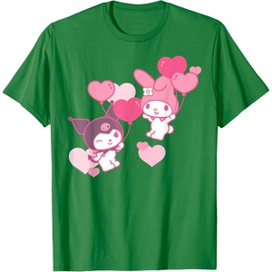image:imageMy Melody and Kuromi Valentines Day Hearts Tee Shirt TShirtKelly Green