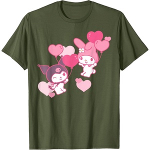 image:imageMy Melody and Kuromi Valentines Day Hearts Tee Shirt TShirtOlive Green