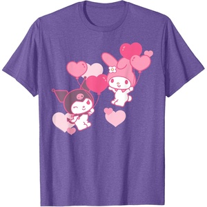 image:imageMy Melody and Kuromi Valentines Day Hearts Tee Shirt TShirtPurple Heather
