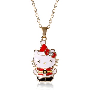 image:imageSALLY ROSE Hello Kitty Christmas Necklace Official License 162 18k Gold FlashPlated and Enamel Pendant Necklace with Crystal Accent