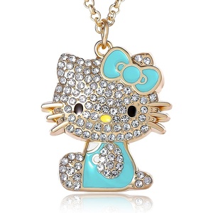 image:imageSALLY ROSE Hello Kitty Enamel and Pave Crystal Pendant Necklace Official License Gold or Silver Tone 163 Hello Kitty Necklace Sanrio GiftsGreen