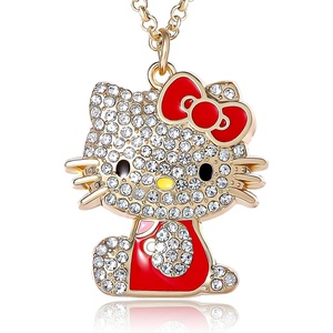 image:imageSALLY ROSE Hello Kitty Enamel and Pave Crystal Pendant Necklace Official License Gold or Silver Tone 163 Hello Kitty Necklace Sanrio GiftsRed
