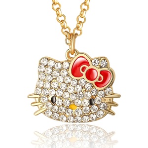 image:imageSALLY ROSE Hello Kitty Necklace for Women with Pave Crystals 163 Gold Plated and Enamel Sanrio Pendant Necklace Official License