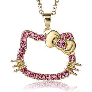 image:imageSALLY ROSE Hello Kitty Pink Crystal Necklace for Women Official License 18 18k Gold FlashPlated Hello Kitty Pendant Necklace