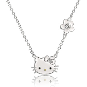 image:imageSALLY ROSE Sanrio Hello Kitty Birthstone Necklace 18  Silver Plated Hello Kitty Necklace with Birthstone Officially LicensedApril  Clear